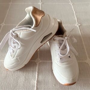 Elegant White and Gold Women's Sneakers